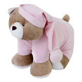 Almofada Urso Pelúcia 30cm Travesseiro Bebê Rosa