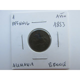 Antigua Moneda Alemania 1 Pfennig Bronce Año 1853 Escasa