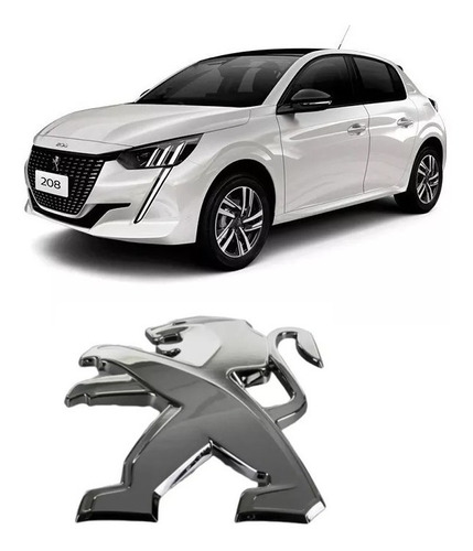 Insignia Emblema Logo Capot Parrilla Peugeot 208 Cromado