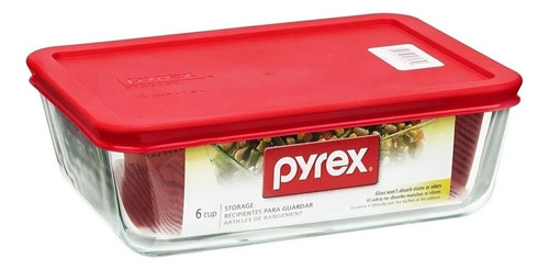 Fuente Rectangular Vidrio Con Tapa Plastica 2.6 Lts Pyrex