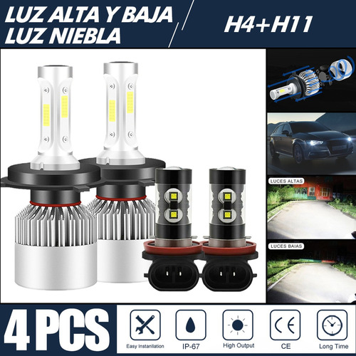 Kit De Focos Led 8000lm Luz Alta/baja/niebla Para Volkswagen