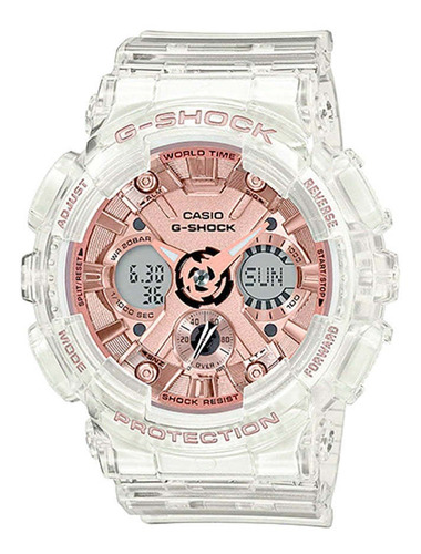 Reloj Casio G-shock Gma-s120sr-7adr Mujer Color De La Correa Blanco Color Del Bisel Blanco Color Del Fondo Oro Rosa