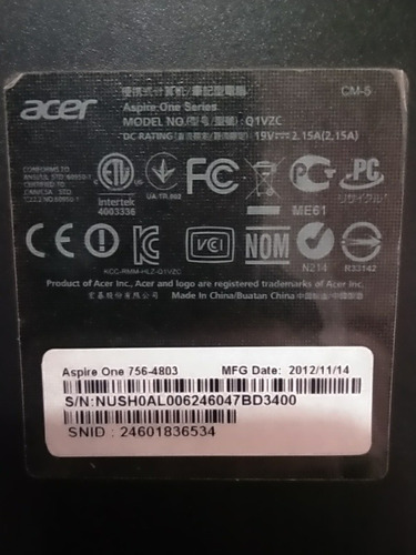 Leer Bien No Funciona Acer Aspire One 756 Despiece Consultar