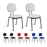 Kit 02 Cadeiras De Escritório Secretária Fixa Pé Palito Rv