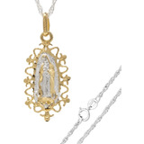 Collar Virgen De Guadalupe En Plata 925 Y Chapa De Oro 24k