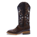 Bota Vaquera De Mujer Bull Dog Piel Original Jaar Miel Miel