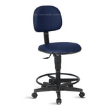 Cadeira Caixa Alta Secretaria Com Rodízios Rv Azul Escuro