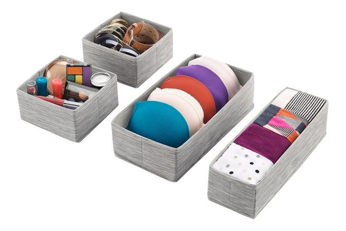 Set Organizador Gris Para Cajon Ropa Interior Calcetines