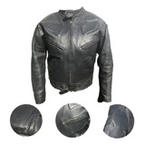 Moda Motociclista Biker Bomber Cuero Genuino Talla Extra Gde