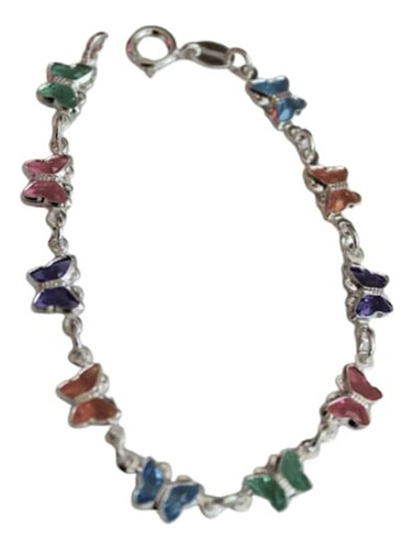 Pulseira Infantil 14,5 Cm Borboletas Prata 925 C/ Garantia