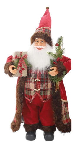 Viejo Pascuero Muñeco De Navidad 35 Cm Rojo Cuadros