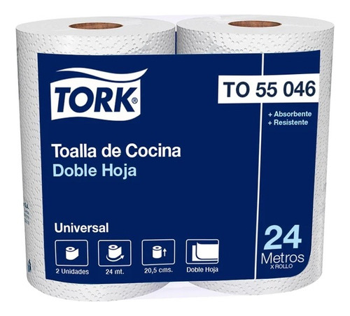 Toalla De Papel Tork H/d Universal 24 Mt X 2 Rollos