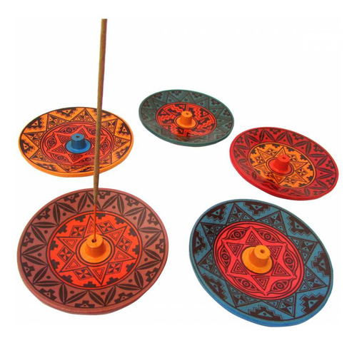 Incensário Cerâmica Peruana Artesanal 10cm Cores Sortidas