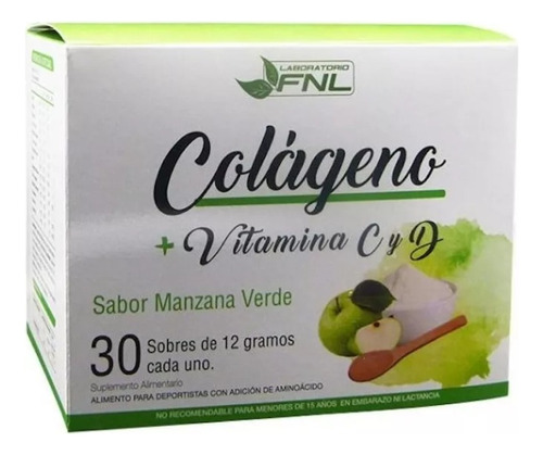 Colágeno Manzana 30 Sachets Laboratoriofnl Sabor Manzana Verde