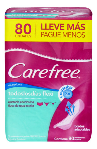 Protetor Diário Sem Abas Tododia Flexi Carefree Pacote Leve Mais Pague Menos 80 Unidades