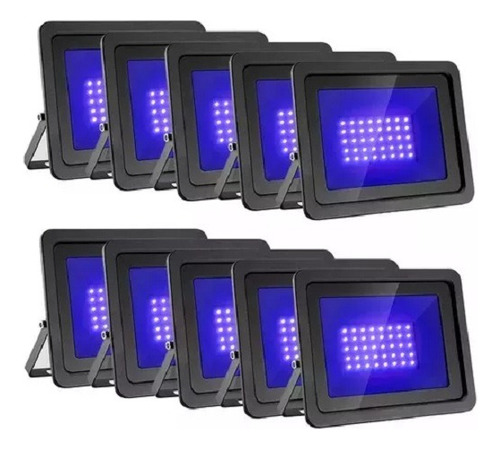 Kit 10 Refletor Led 150w Holofote Azul Bivolt A Prova D'água