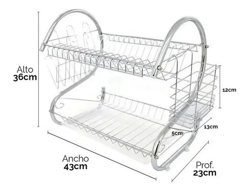 Secaplatos Escurridor Plato 2 Pisos Aluminio Inoxidable 