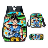 Mochila De 3 Piezas Dragon Ball Z Goku Para Niños #a