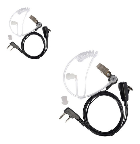 Kit X 2 Accesorio Auricular Manos Libres Handy Baofeng Handie Tubo De Aire Silicona Transparente Ptt Microfono Corbatero