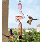 Bebedouro De Vidro Alto Luxo Coração Beija-flor E Pássaros