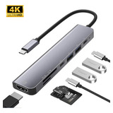 Adaptador Cabo Hdmi 4k E Hub Usb-c 3.1 Para Macbook 7 Em 1