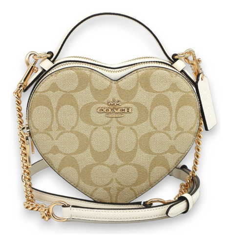 Bolsa Coach Crossbody Corazon Beige Dama 100% Original