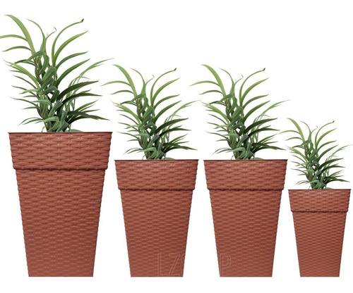 Jogo De 4 Vasos De Plantas Grande Rattan Reforçado Promoção