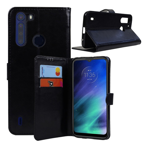 Capa Carteira + Pelic. De Vidro 3d P/ Moto One Fusion Xt2073