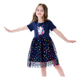 Vestido De Niña Unicornio Vestido De Tul Con Lentejuelas