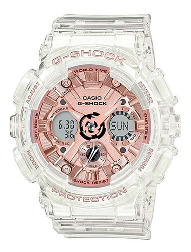 Reloj Casio Mujer G-shock Gma-s120sr-7adr Color De La Correa Blanco Color Del Bisel Blanco Color Del Fondo Oro Rosa