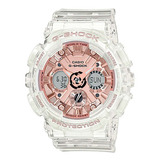 Reloj Casio Mujer G-shock Gma-s120sr 7a Color De La Malla Blanco Color Del Bisel Blanco Color Del Fondo Oro Rosa