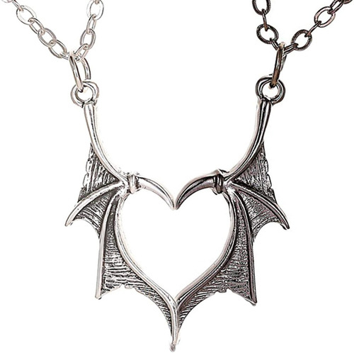 Collar Parejas - Alas De Dragon Corazon Gotico X2