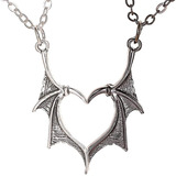 Collar Parejas - Alas De Dragon Corazon Gotico X2