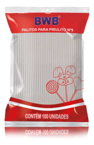 Palitos Para Pirulito Tubo Pet N.9 Pacote 100 Unidades 