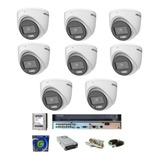 Kit Dvr 08 Canais Hikvision Full / 08 Cameras Dome Colorvu