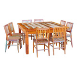 Conjunto Mesa De Jantar 1,5 X 1,5 M 8 Cadeiras Madri Madeira