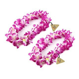 Púrpura Hawaiano De Flores De Seda Con Volantes Simulado Lua