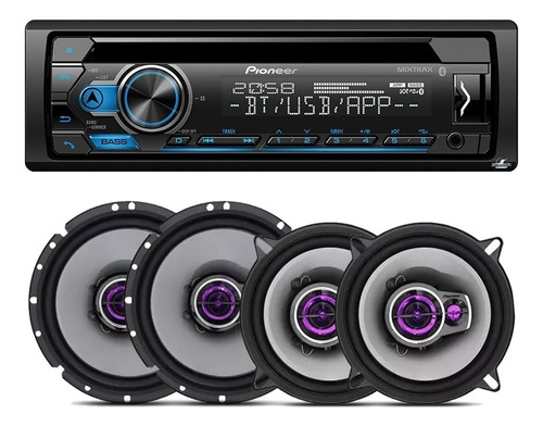 Aparelho Toca Cd Pioneer Bluetooth Deh-s4280bt + 04 Falantes