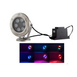 Lampara Led Rgb Sumergible Para Fuente 6w C/ Fuente A 24v 