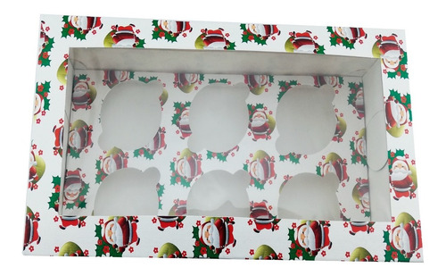 Cajas Decorativas Para 6 Cupcakes Mod Navidad 6 Unidades