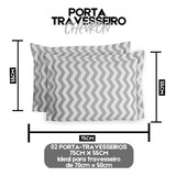 Porta Travesseiro 180 Fios Algodão 2 Peças Toque Macio Cor Rosê Chevron - Cinza - Branco - Claro - Estampado - Zig Zag