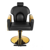 Sillón Curvo De Peluquería Y Barbería Negro Con Dorado A-004