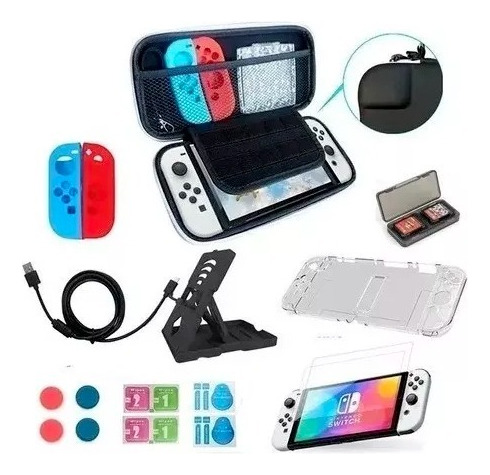 Estuche + Vidrio + Funda + Otros  Para Nintendo Switch Oled