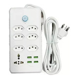 Extensão Elétrica 7 Tomadas Régua Bivolt C/ 4 Usb Cabo 2m