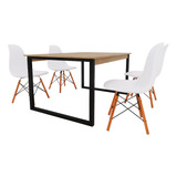 Conjunto Mesa Para Sala P/ Cozinha Gourmet + 4 Cadeiras 