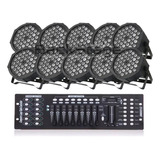 Kit 10 Canhao Parled 36 Led + Mesa Dmx 512 Efeitos Fade Time