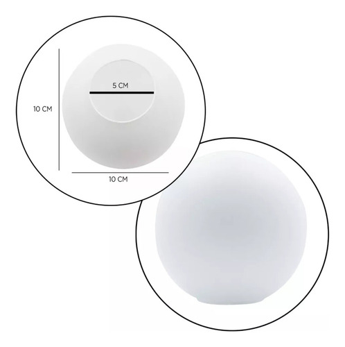 Globo Vidro Esfera/bola 10 Cm Diâmetro Fosco Sem Colar Cor Branco