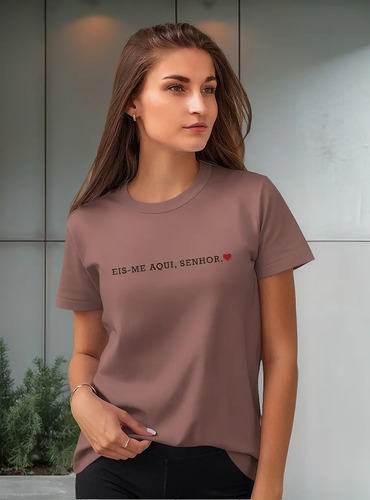 Camiseta Tshirt Feminina Religiosa Moda Católica Eis-me Aqui | Parcelamento sem juros