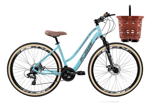 Bike Modelo Retrô Feminina Ksw Sunny 24v Hidráulico + Cesta