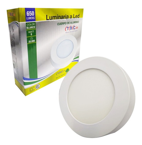 Artefacto Led 8w Redondo Para Aplicar Luz Día/luz Cálida